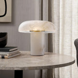 Modern Mushroom Alabaster Table Lamp Elegant Bedside Light with Brass Details for Living Room