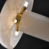 Modern Mushroom Alabaster Table Lamp Elegant Bedside Light with Brass Details for Living Room