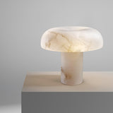 Modern Mushroom Alabaster Table Lamp Elegant Bedside Light with Brass Details for Living Room