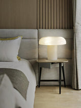 Modern Mushroom Alabaster Table Lamp Elegant Bedside Light with Brass Details for Living Room