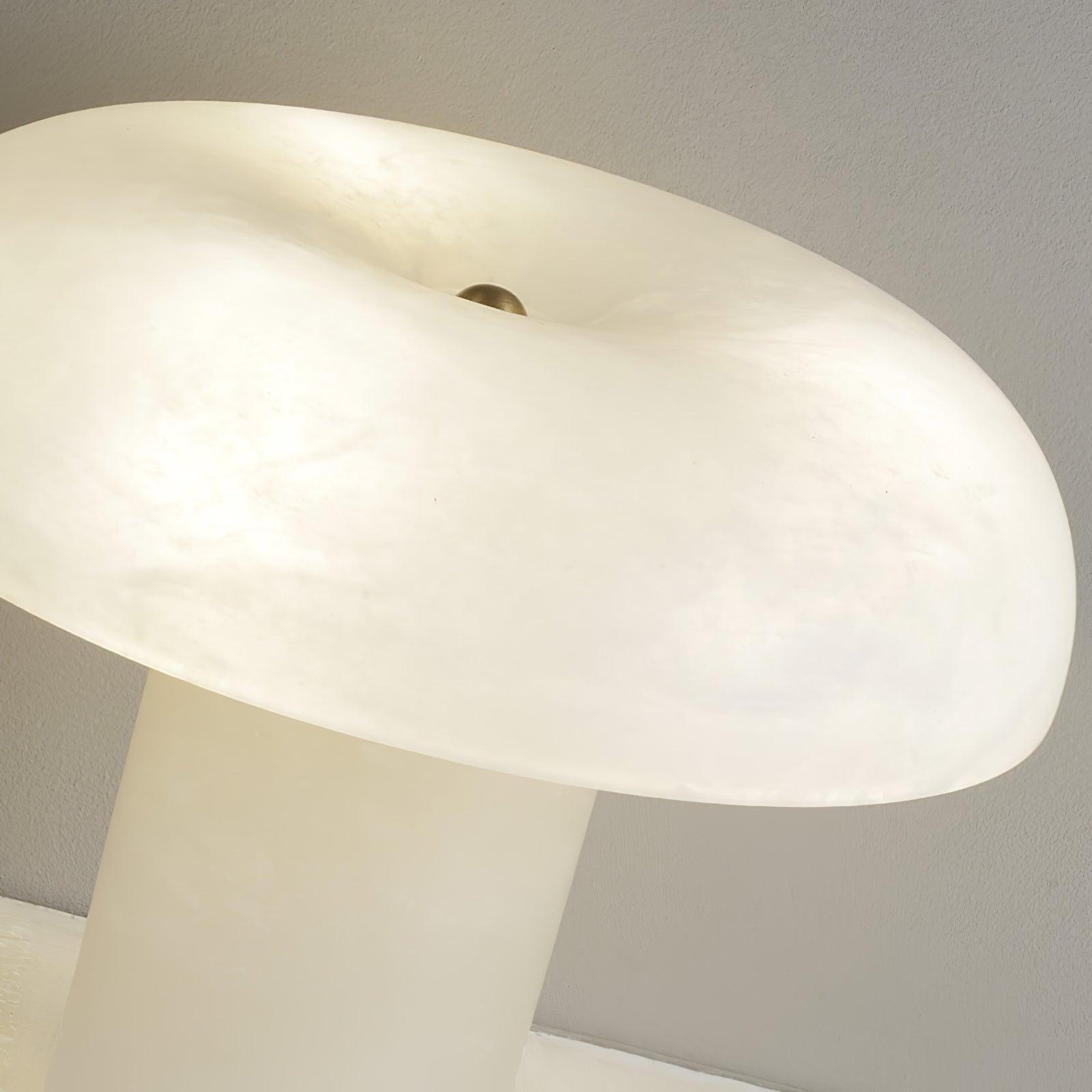 Modern Mushroom Alabaster Table Lamp Elegant Bedside Light with Brass Details for Living Room
