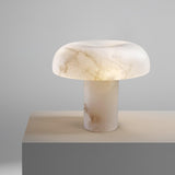 Modern Mushroom Alabaster Table Lamp Elegant Bedside Light with Brass Details for Living Room