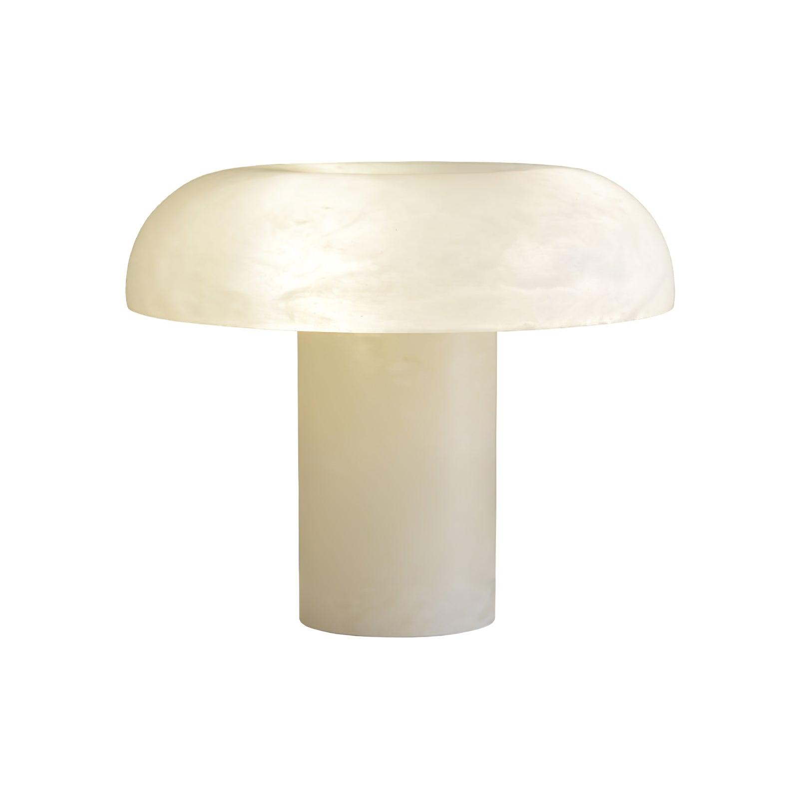 Modern Mushroom Alabaster Table Lamp Elegant Bedside Light with Brass Details for Living Room