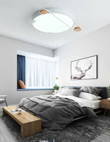 Creative Musical Note Design Round Ceiling Lamp with Wood and Metal Accents