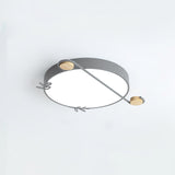 Creative Musical Note Design Round Ceiling Lamp with Wood and Metal Accents