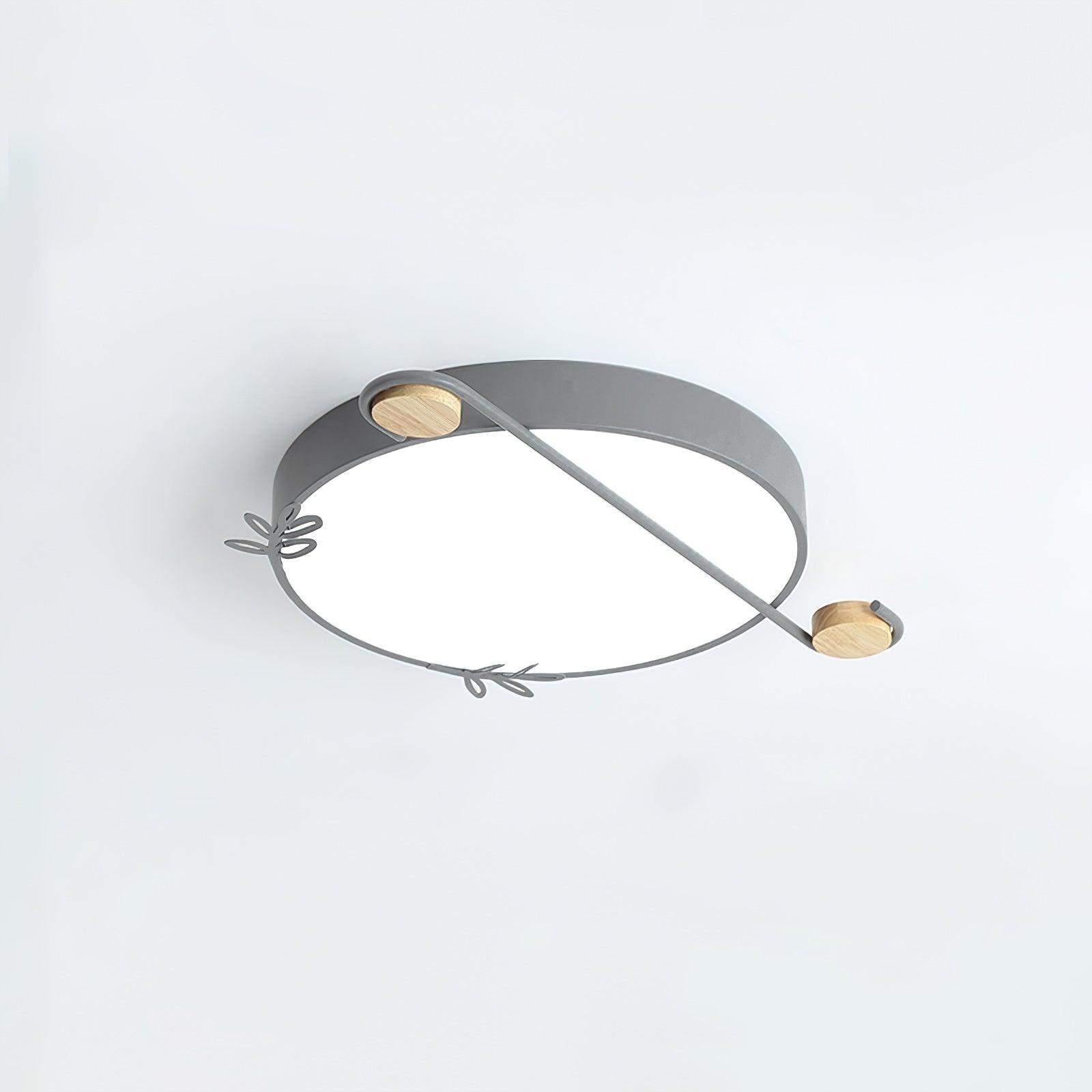 Creative Musical Note Design Round Ceiling Lamp with Wood and Metal Accents