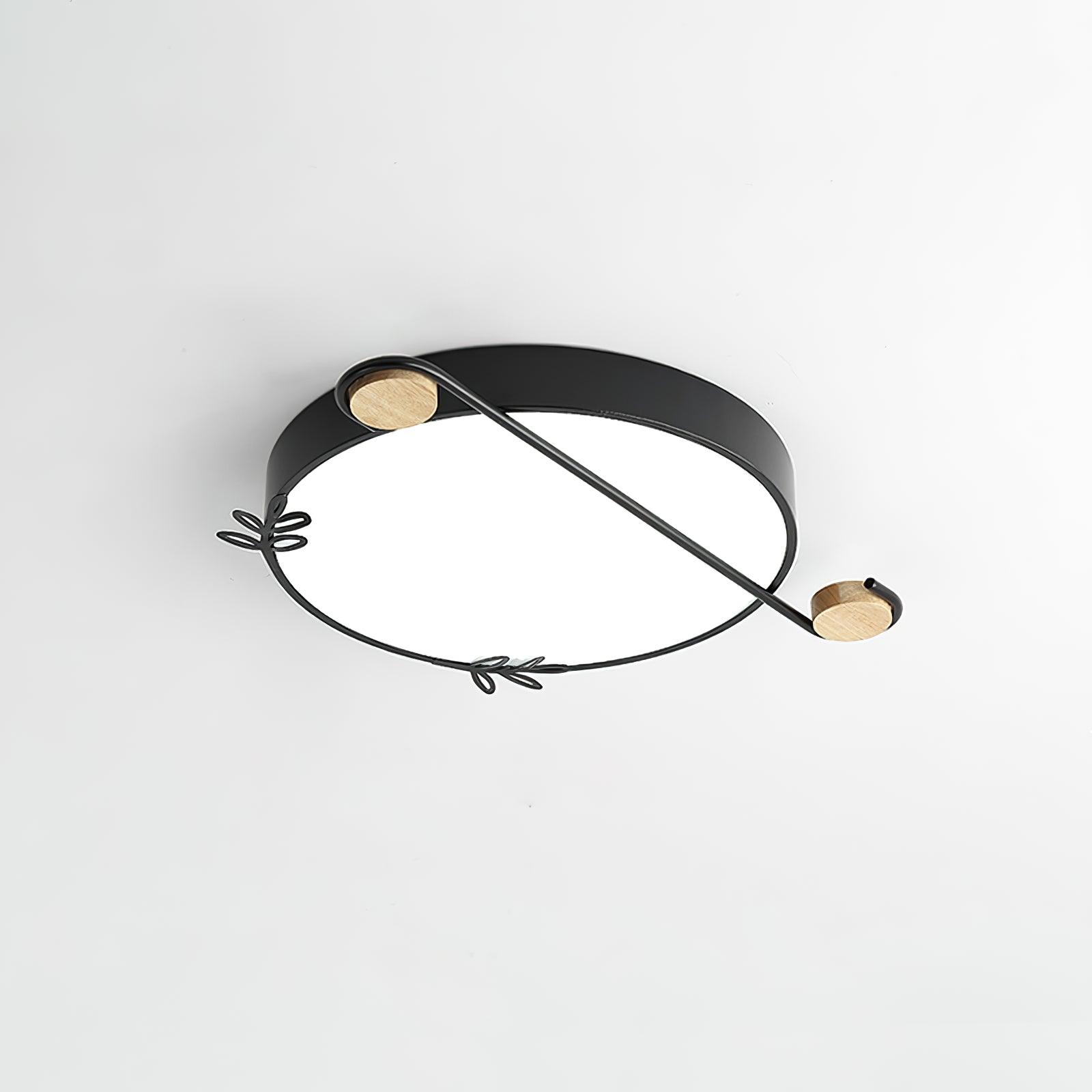 Creative Musical Note Design Round Ceiling Lamp with Wood and Metal Accents