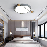 Creative Musical Note Design Round Ceiling Lamp with Wood and Metal Accents