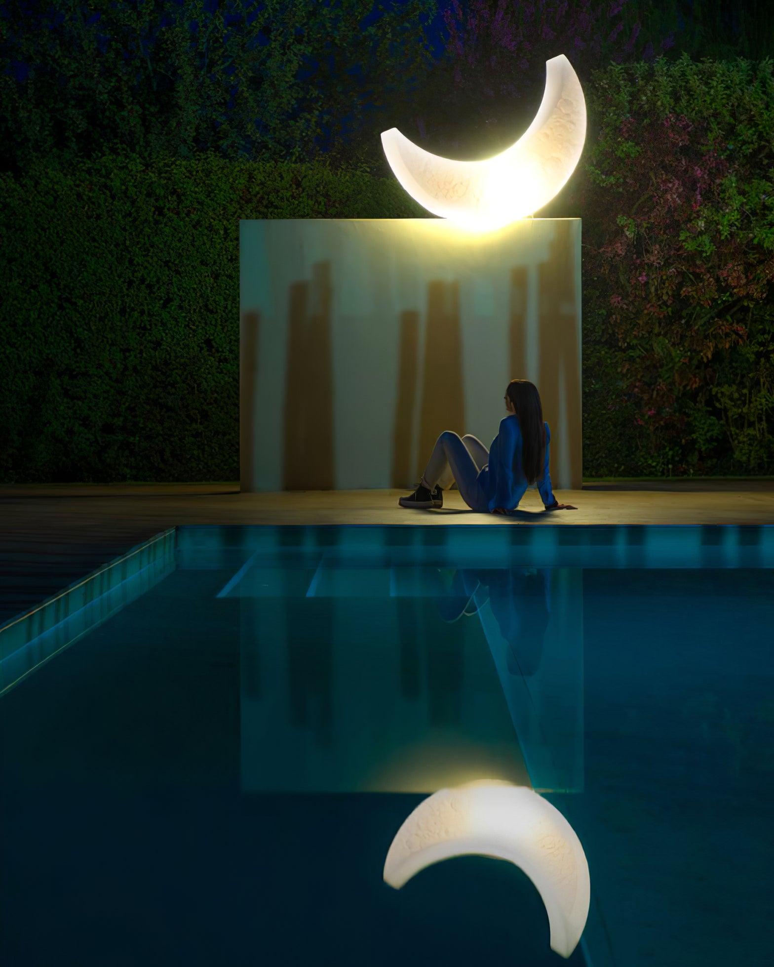 Large Moon Shaped Artistic Standing Floor Lamp for Serene Home Ambiance