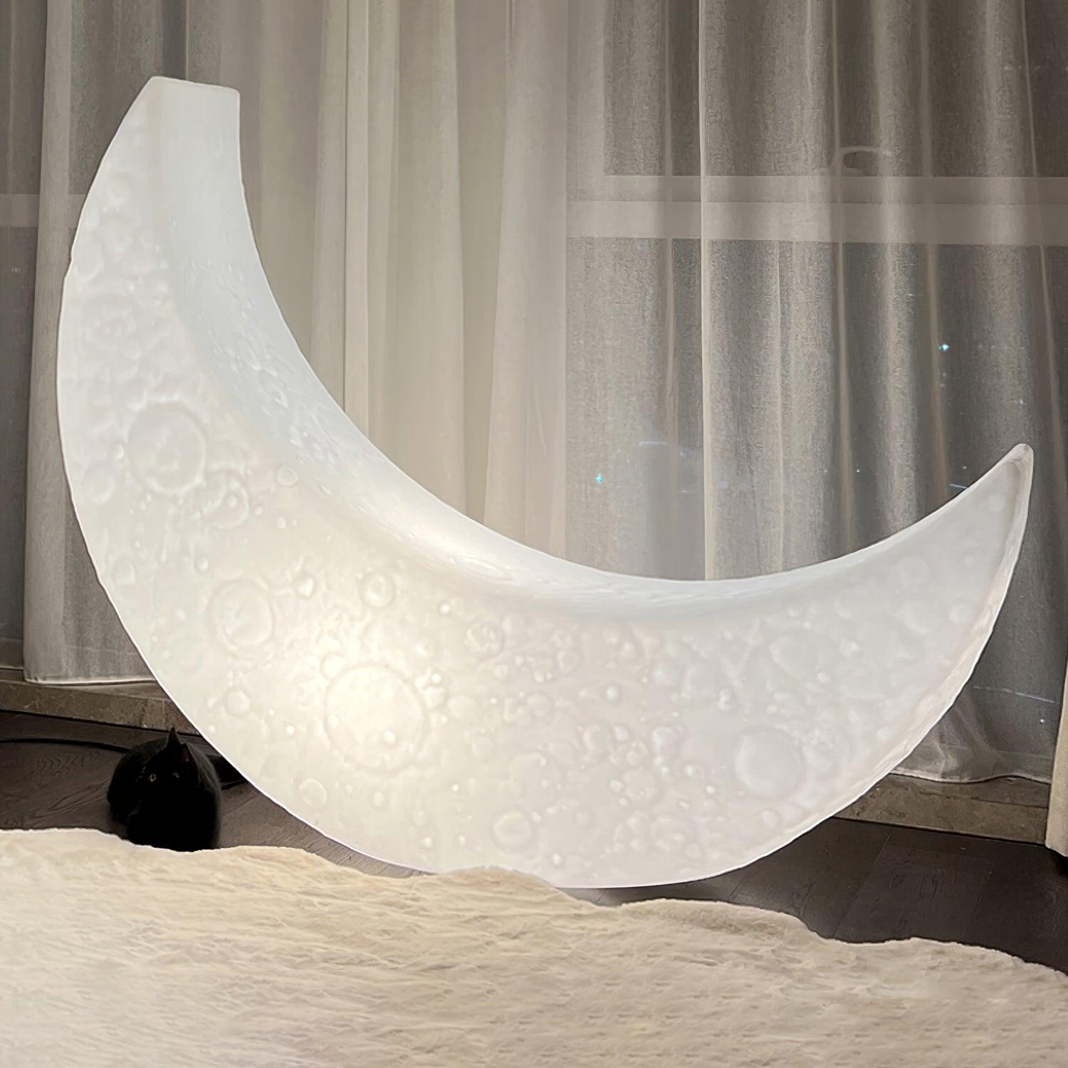 Large Moon Shaped Artistic Standing Floor Lamp for Serene Home Ambiance