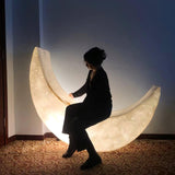 Large Moon Shaped Artistic Standing Floor Lamp for Serene Home Ambiance
