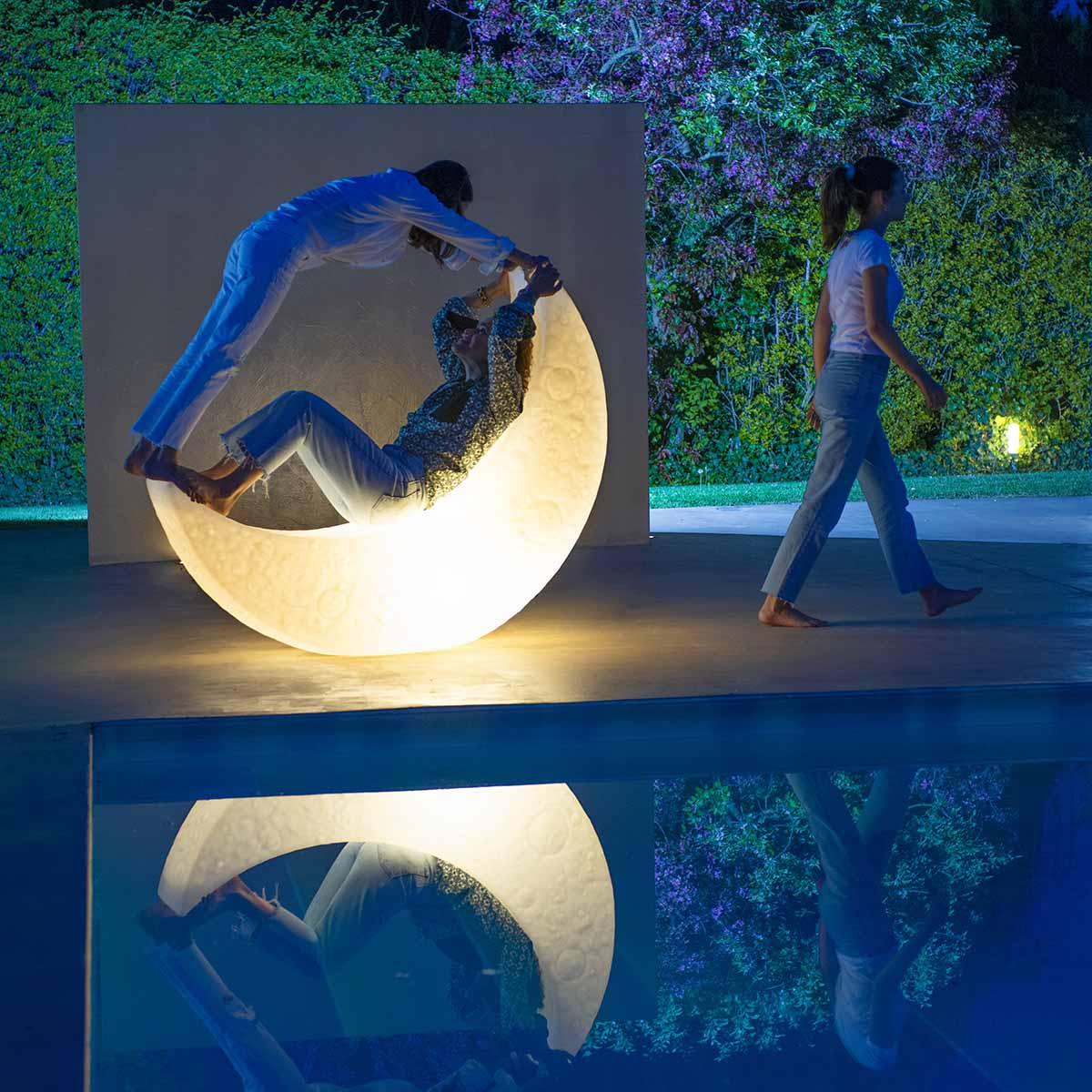 Large Moon Shaped Artistic Standing Floor Lamp for Serene Home Ambiance