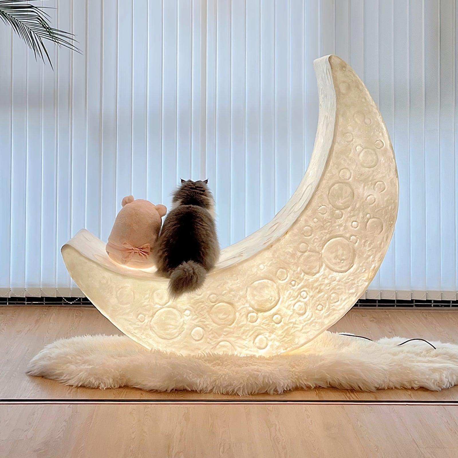 Large Moon Shaped Artistic Standing Floor Lamp for Serene Home Ambiance