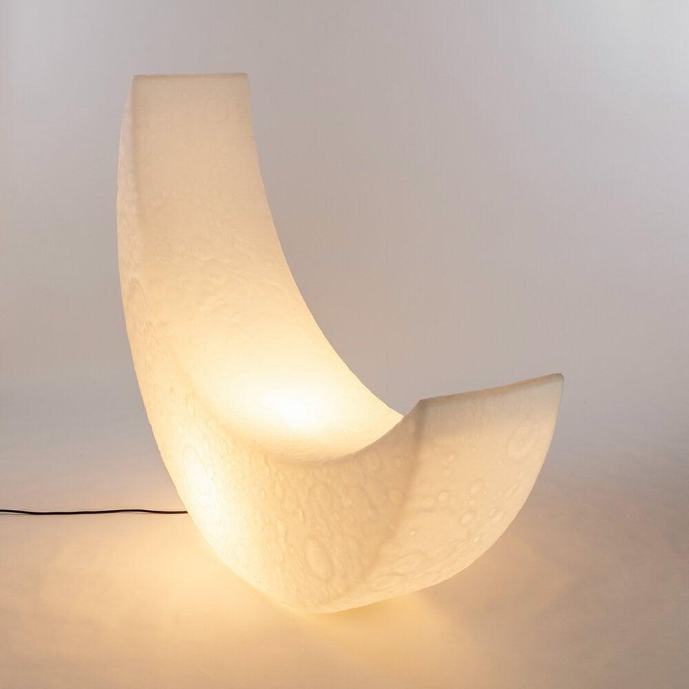 Large Moon Shaped Artistic Standing Floor Lamp for Serene Home Ambiance