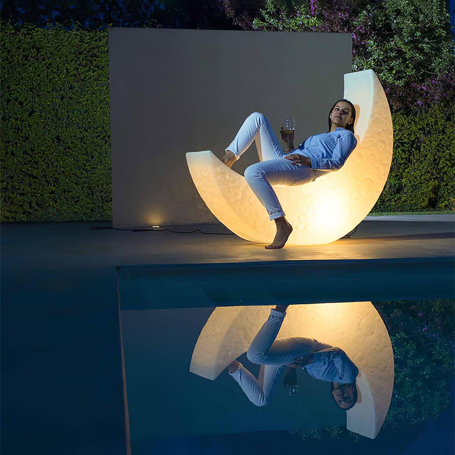 Large Moon Shaped Artistic Standing Floor Lamp for Serene Home Ambiance