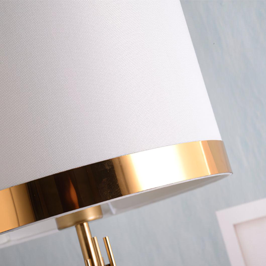 Modern Myrano Gold Art Deco Table Lamp with White Fabric Shade and Marble Base