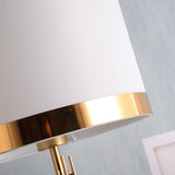 Modern Myrano Gold Art Deco Table Lamp with White Fabric Shade and Marble Base