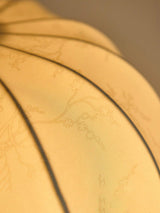 Mid Century Retro Geometric Ceiling Lamp with Wood Accents and Linen Shade