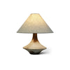 Rustic Weathered Ceramic Table Lamp with Beige Fabric Shade for Bedroom and Living Room
