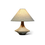 Rustic Weathered Ceramic Table Lamp with Beige Fabric Shade for Bedroom and Living Room