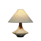 Rustic Weathered Ceramic Table Lamp with Beige Fabric Shade for Bedroom and Living Room