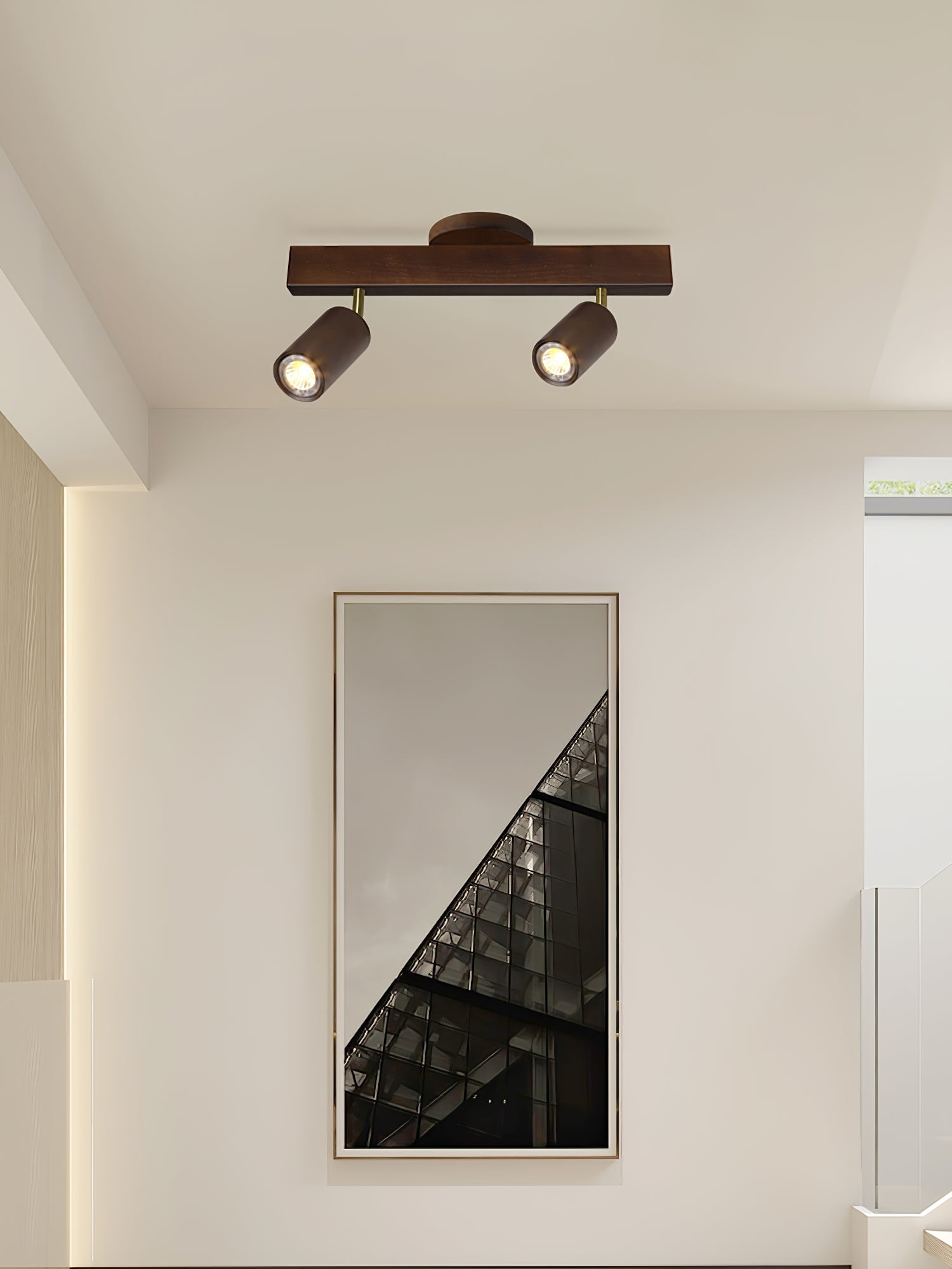 Modern Adjustable Natural Wood Beam Ceiling Spotlight LED Track Lighting