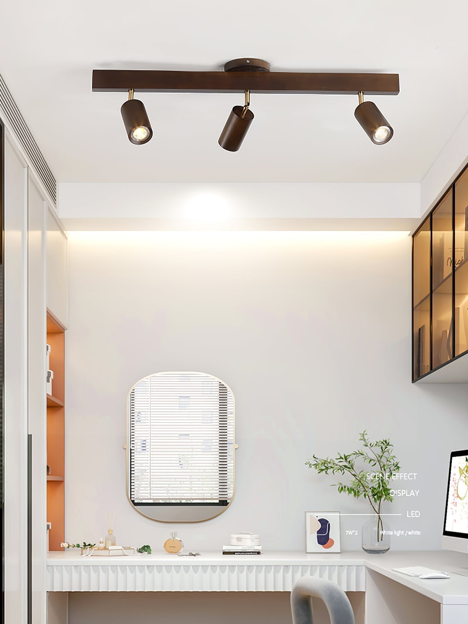Modern Adjustable Natural Wood Beam Ceiling Spotlight LED Track Lighting
