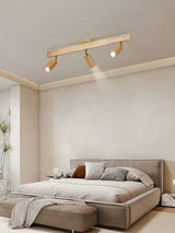 Modern Adjustable Natural Wood Beam Ceiling Spotlight LED Track Lighting