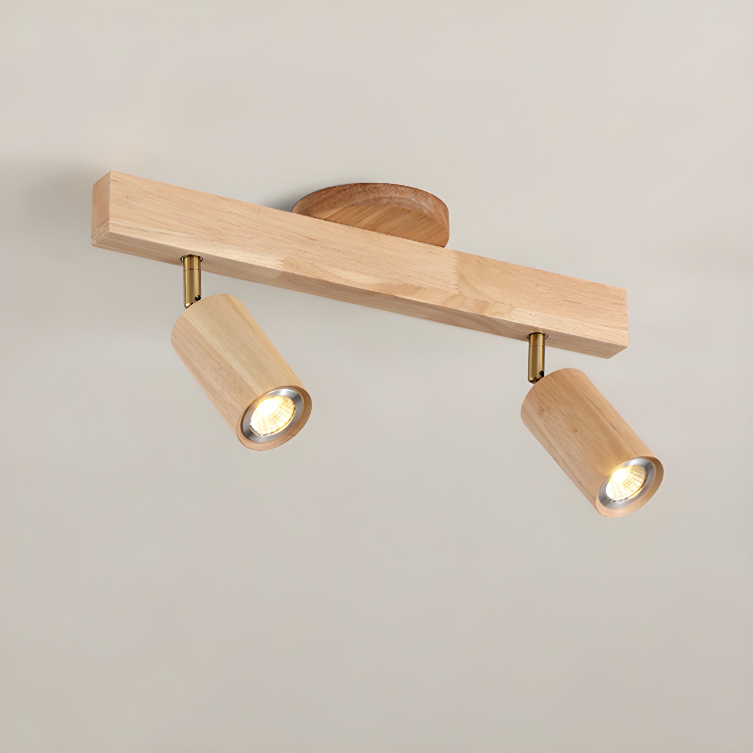 Modern Adjustable Natural Wood Beam Ceiling Spotlight LED Track Lighting