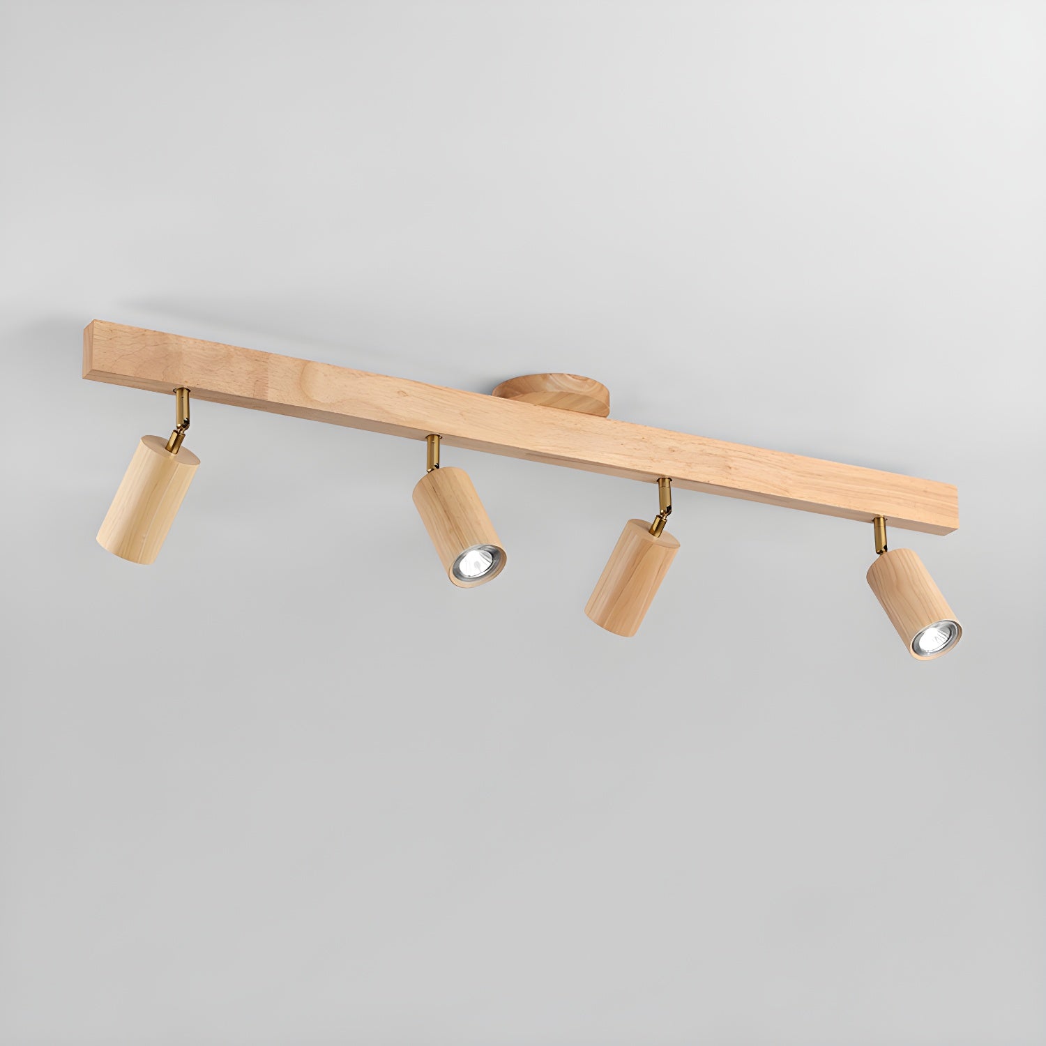 Modern Adjustable Natural Wood Beam Ceiling Spotlight LED Track Lighting