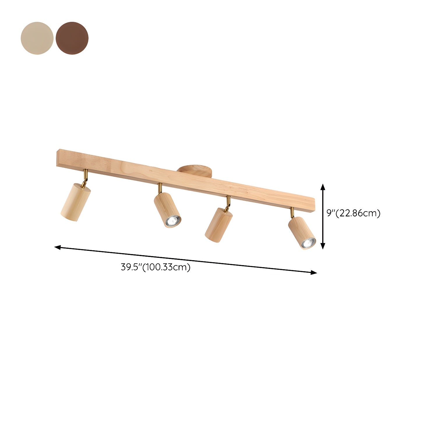 Modern Adjustable Natural Wood Beam Ceiling Spotlight LED Track Lighting
