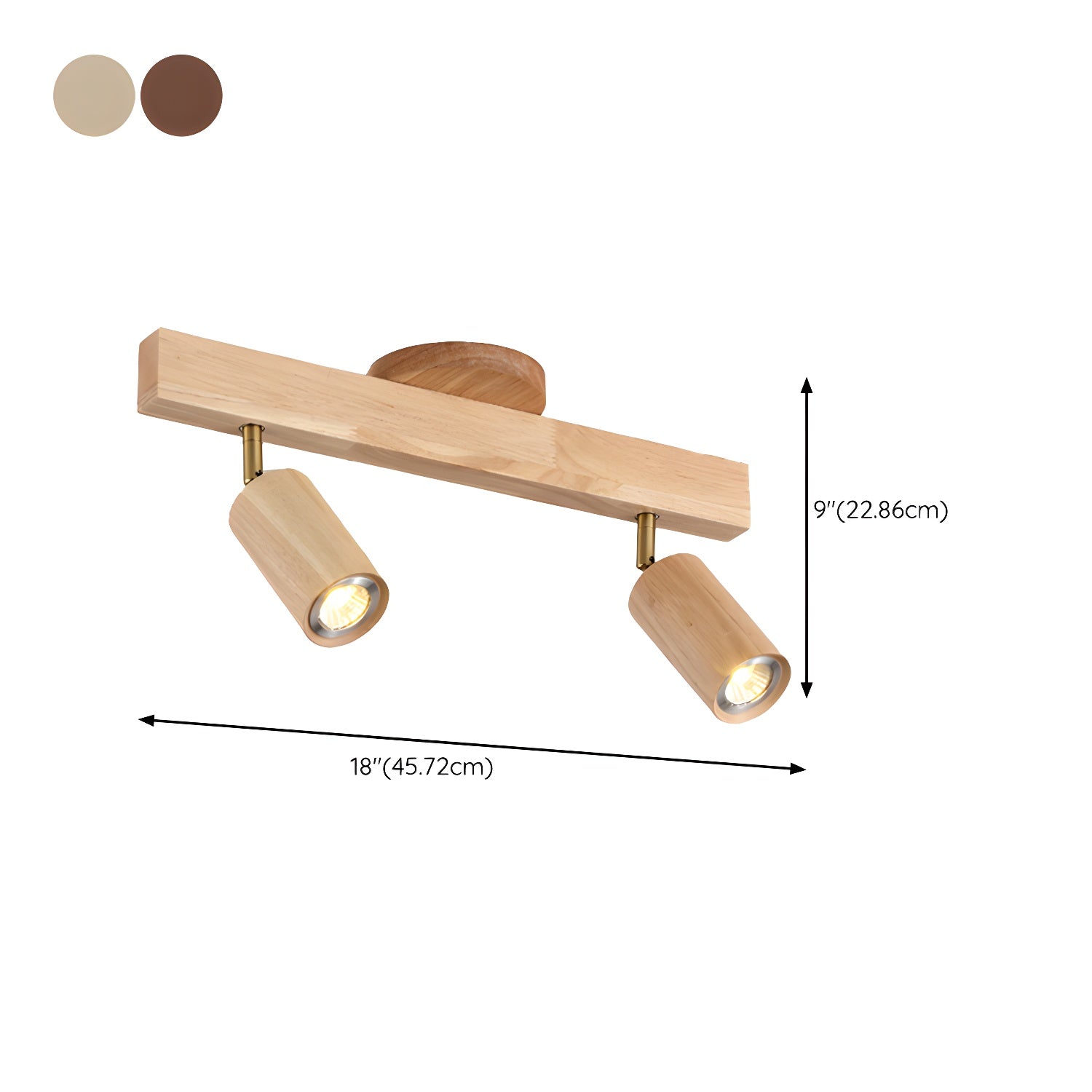 Modern Adjustable Natural Wood Beam Ceiling Spotlight LED Track Lighting
