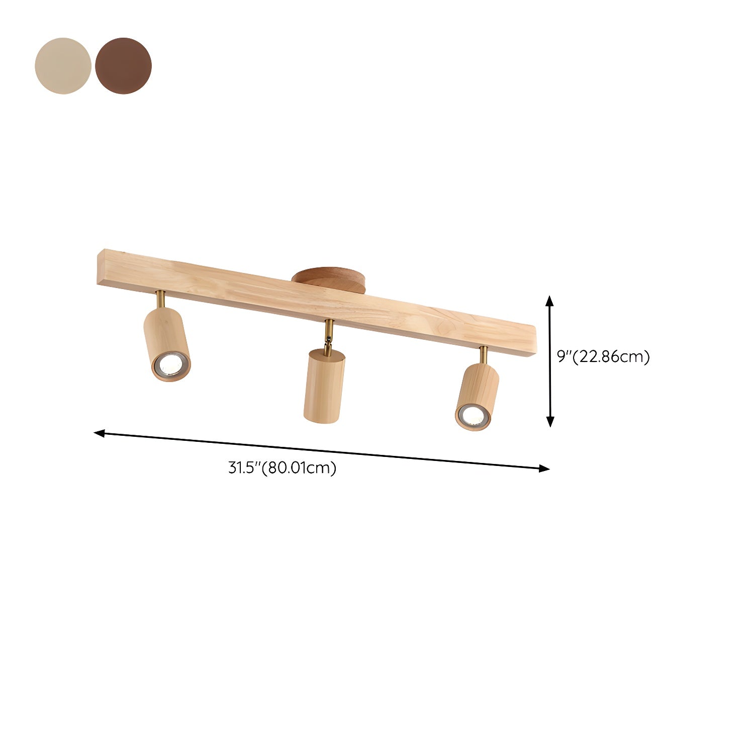 Modern Adjustable Natural Wood Beam Ceiling Spotlight LED Track Lighting