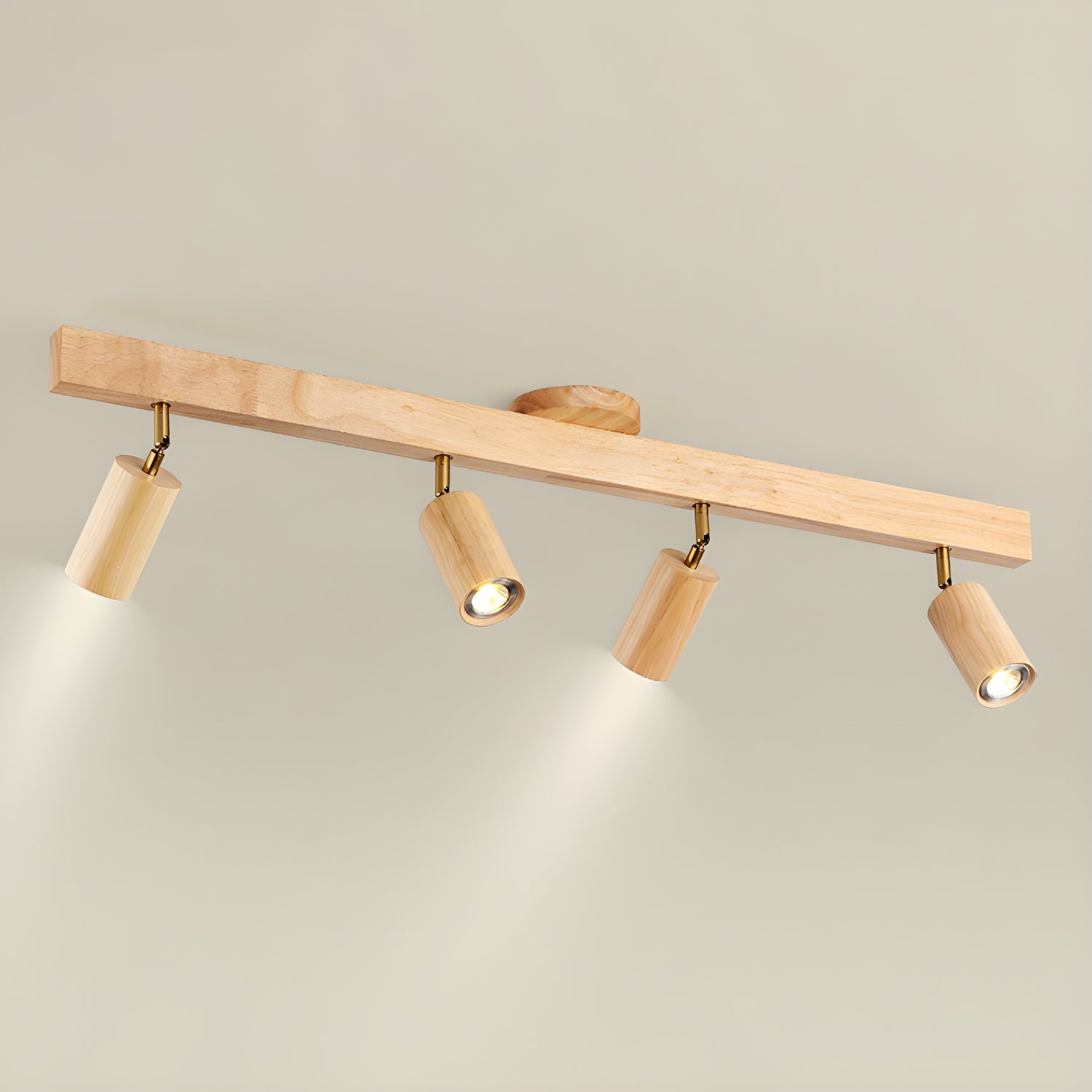 Modern Adjustable Natural Wood Beam Ceiling Spotlight LED Track Lighting