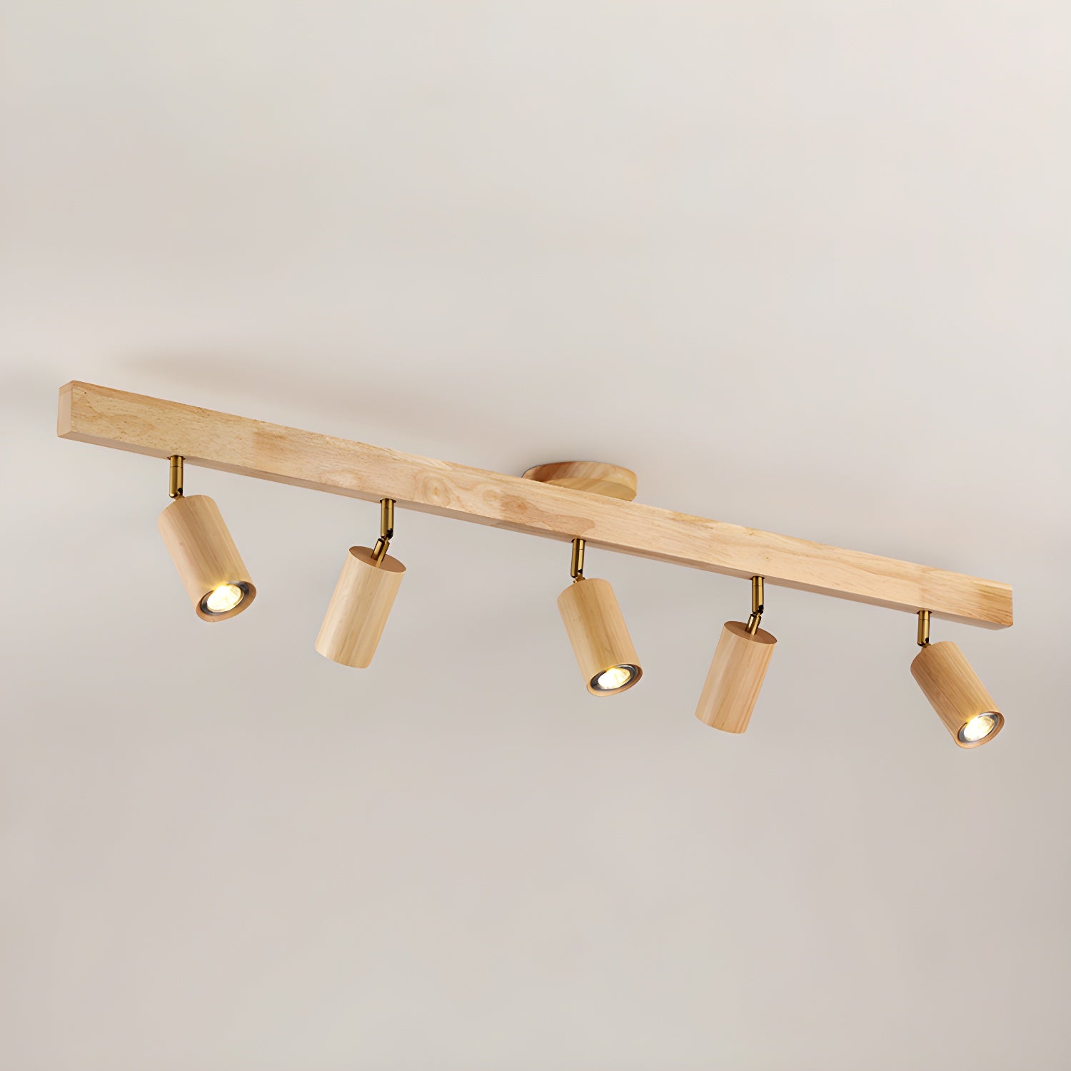 Modern Adjustable Natural Wood Beam Ceiling Spotlight LED Track Lighting