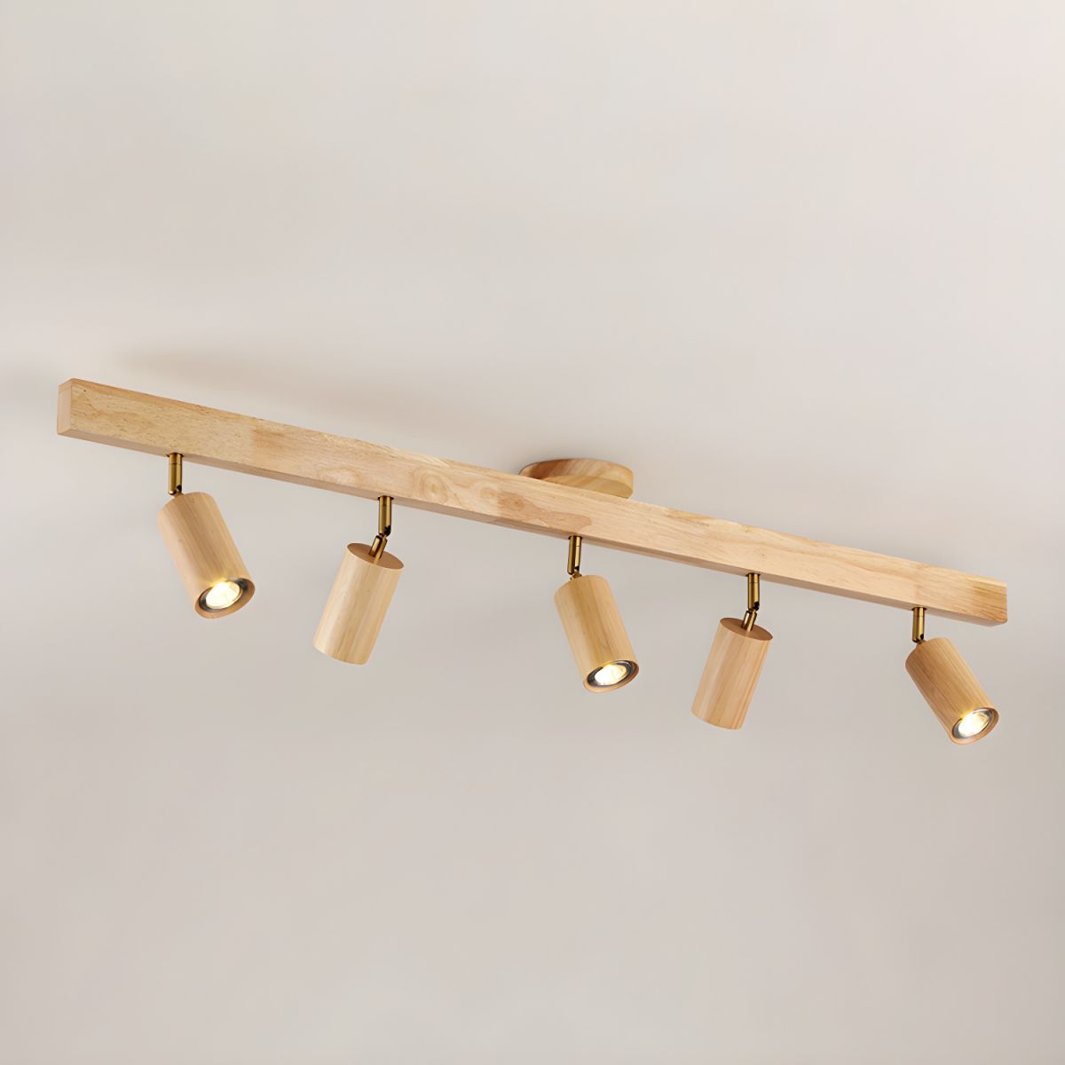 Modern Adjustable Natural Wood Beam Ceiling Spotlight LED Track Lighting