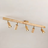 Modern Adjustable Natural Wood Beam Ceiling Spotlight LED Track Lighting