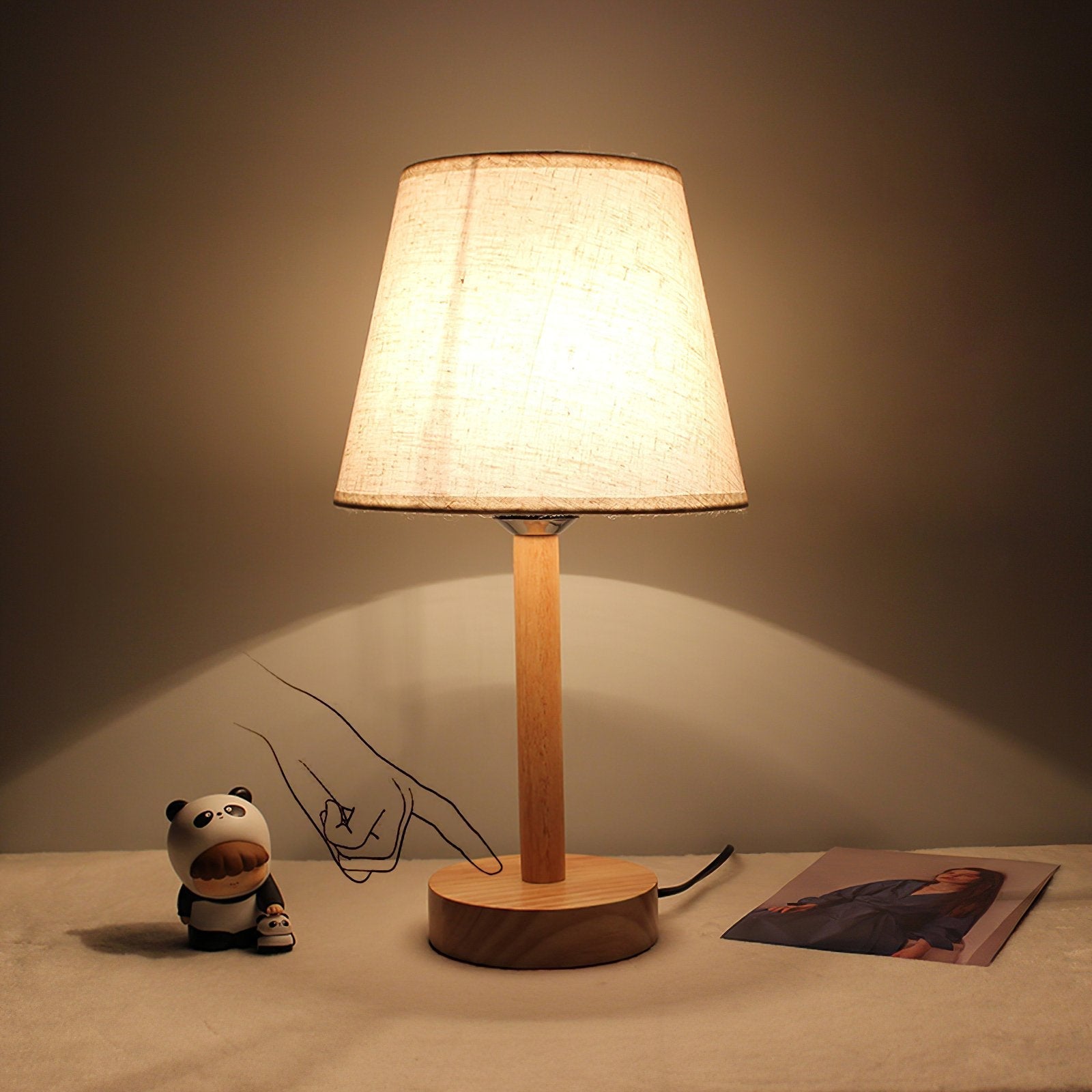 minimalist-nordic-wooden-bedside-lamp-with-white-fabric-drum-shade-for-modern-home