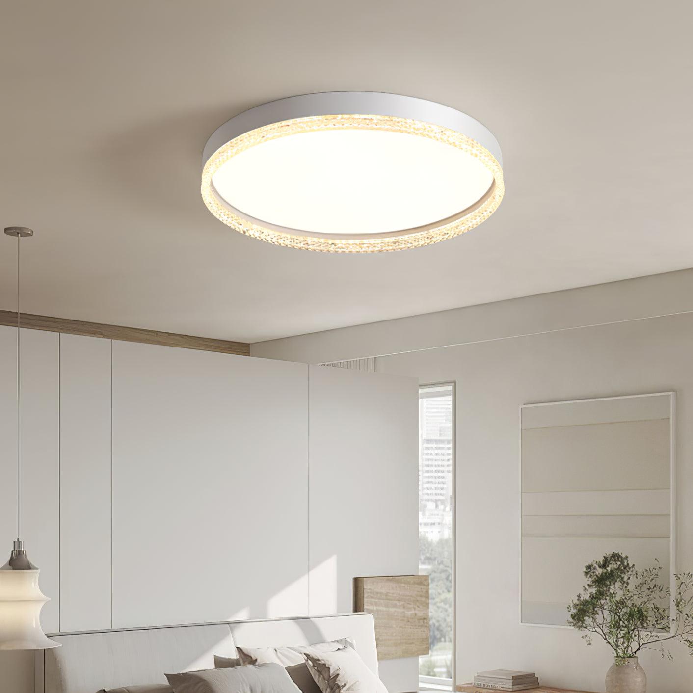 Modern Naxos Round LED Flush Mount Ceiling Light with Acrylic Edge for Low Ceilings