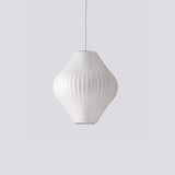Modern Bubble Mulberry Silk Pendant Light Geometric Mid Century Minimalist Hanging Lamp for Living Room