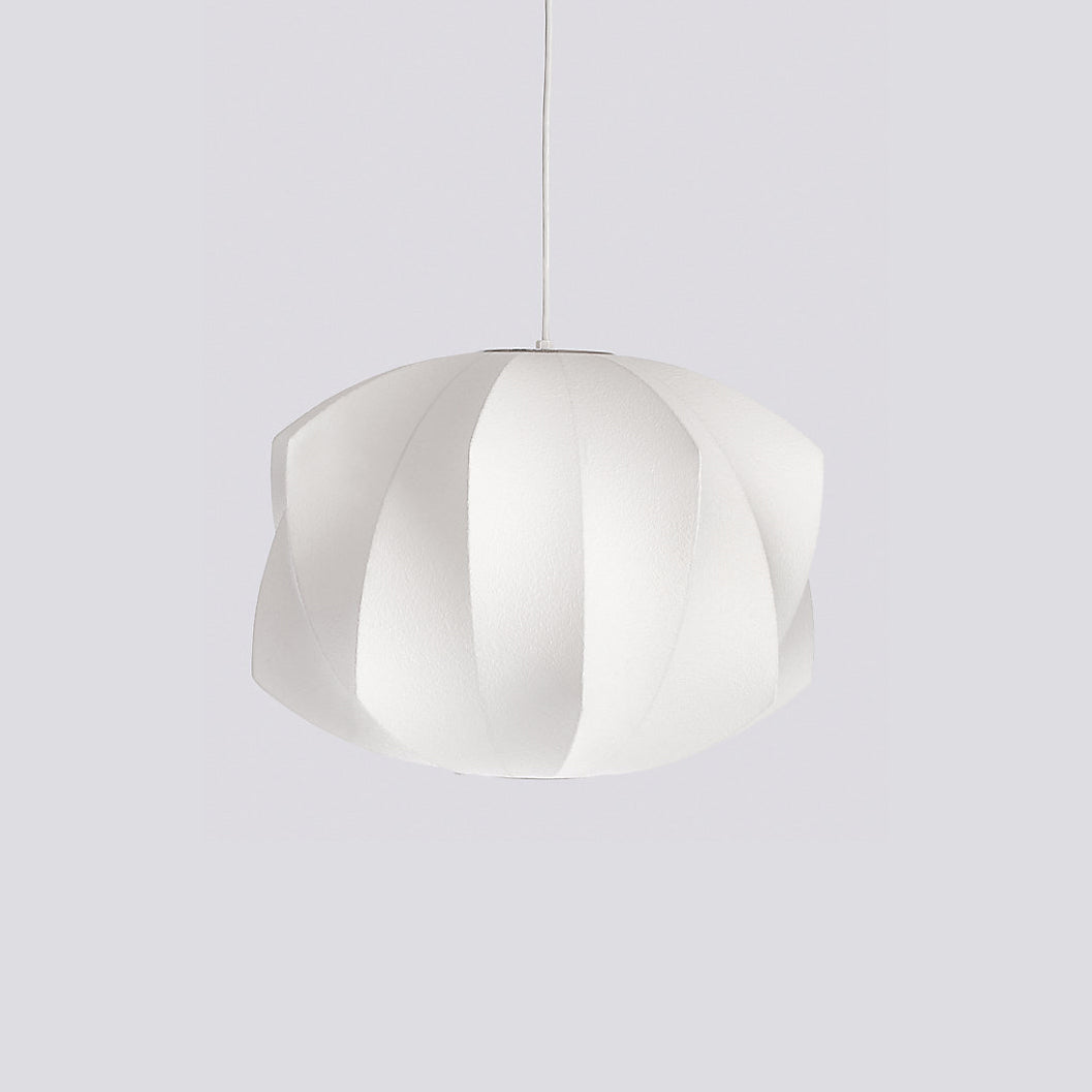 Modern Bubble Mulberry Silk Pendant Light Geometric Mid Century Minimalist Hanging Lamp for Living Room