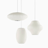 Modern Bubble Mulberry Silk Pendant Light Geometric Mid Century Minimalist Hanging Lamp for Living Room