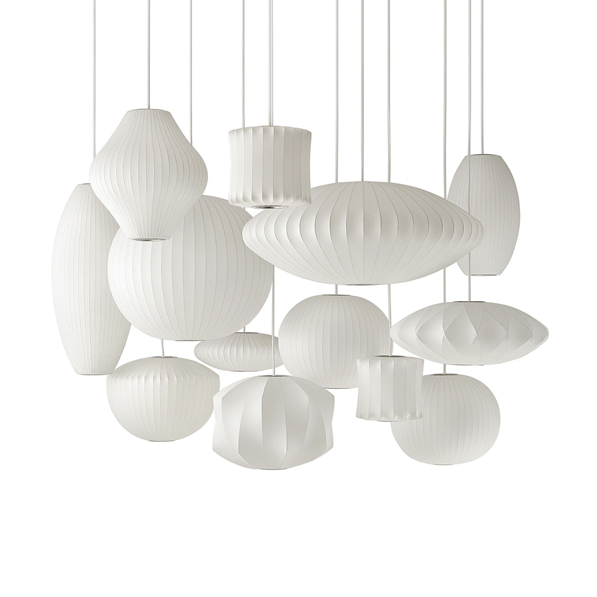 Modern Bubble Mulberry Silk Pendant Light Geometric Mid Century Minimalist Hanging Lamp for Living Room