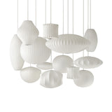 Modern Bubble Mulberry Silk Pendant Light Geometric Mid Century Minimalist Hanging Lamp for Living Room