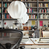 Modern Bubble Mulberry Silk Pendant Light Geometric Mid Century Minimalist Hanging Lamp for Living Room