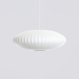 Modern Bubble Mulberry Silk Pendant Light Geometric Mid Century Minimalist Hanging Lamp for Living Room