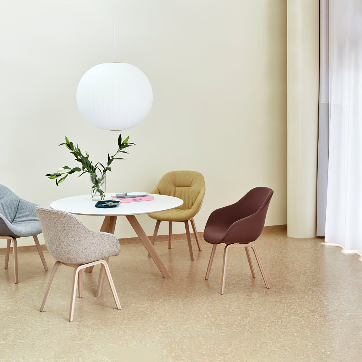 Modern Bubble Mulberry Silk Pendant Light Geometric Mid Century Minimalist Hanging Lamp for Living Room