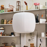 Modern Bubble Mulberry Silk Pendant Light Geometric Mid Century Minimalist Hanging Lamp for Living Room
