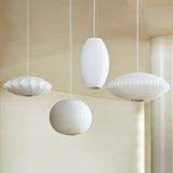 Modern Bubble Mulberry Silk Pendant Light Geometric Mid Century Minimalist Hanging Lamp for Living Room