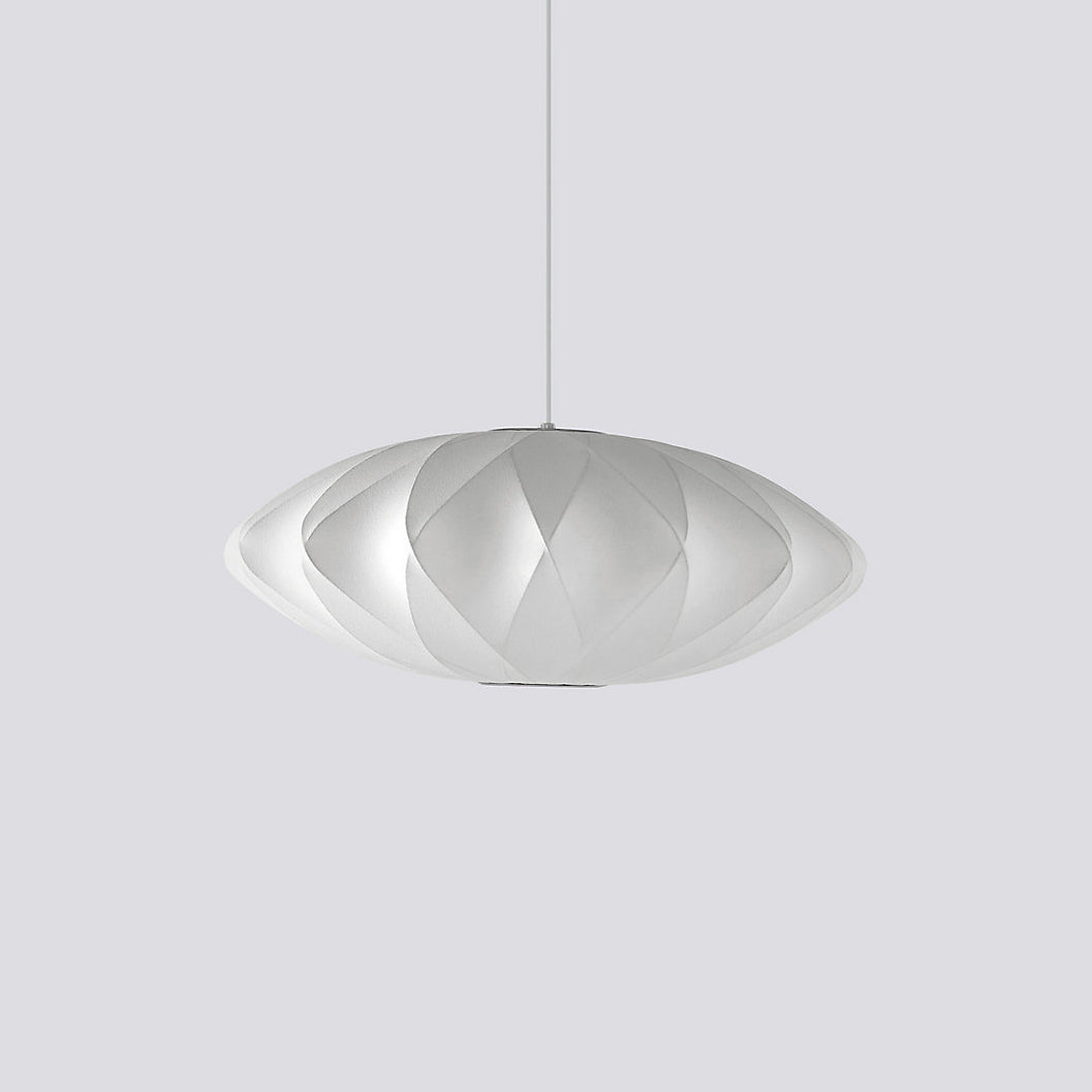 Modern Bubble Mulberry Silk Pendant Light Geometric Mid Century Minimalist Hanging Lamp for Living Room